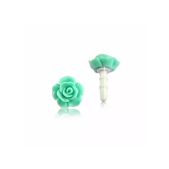 薔薇花造型 3.5mm 耳機孔防塵塞-綠色
