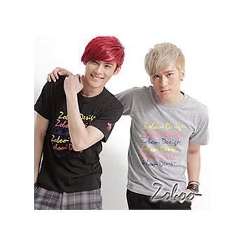 【Zoboo】T0717*自創品牌【斑駁彩色ZOBOO短袖T恤】灰色M