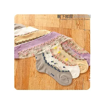 【靴下部屋】小花簇˙顯瘦雙色長版玻璃絲襪(灰色)