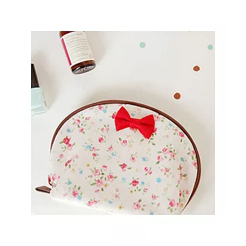 Ribbon 貝殼化妝包-小紅花柄