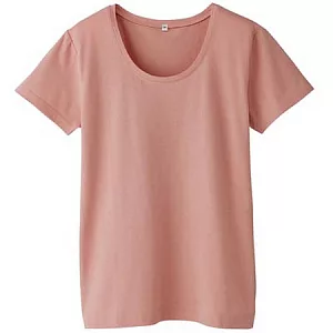 [MUJI 無印良品]女棉不易汗染圓領短袖衫粉紅S