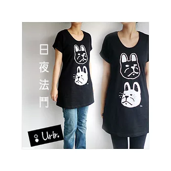 :Urb.【日夜法鬥】女/黑/長版T恤/onesize