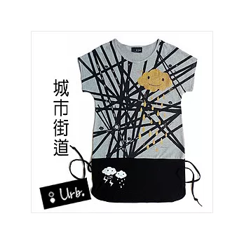 :Urb.【微笑雲。慢慢走】女/灰+黑/創意雙層綁繩款/L