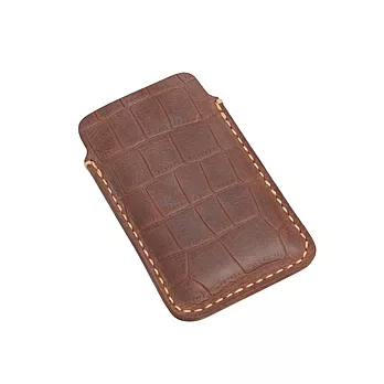 JTL iPhone4/4S 純手工天然小牛皮鱷魚紋保護套_咖啡