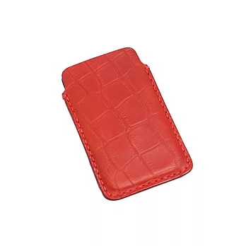 JTL iPhone4/4S 純手工天然小牛皮鱷魚紋保護套_紅紅