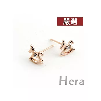 【Hera】童玩樂園 俏皮綴鑽小木馬造型耳環 (金色)
