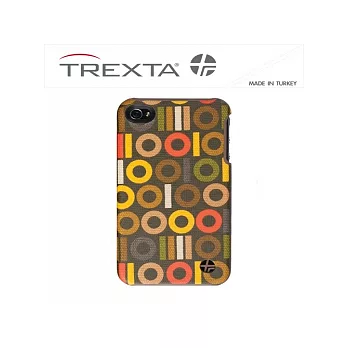Trexta Orla Kiely iPhone4/4S 土耳其精品級真皮背蓋式保護殼-Binary