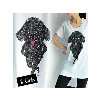 :Urb.【踢踏 貴賓狗】女/微藍白(黑貴賓)/長版T恤/onesize