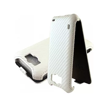 HTC Sensation XL /感動機 XL 動感卡夢紋 下掀式皮套--白色