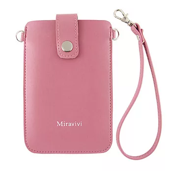 Miravivi 簡約時尚繽紛色彩皮革手機袋蜜桃粉