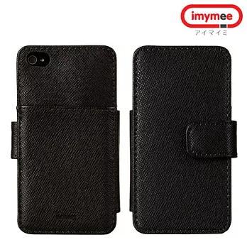 imymee Diary Leather Case iPhone 4S專用悠遊風側掀式真皮皮套十字紋棕