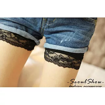 【Seoul Show】沁涼甜心 冰絲無痕安全褲(蕾絲-黑)