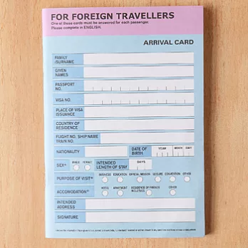 MARK’S Bon VoyageA6筆記本(入境登記)