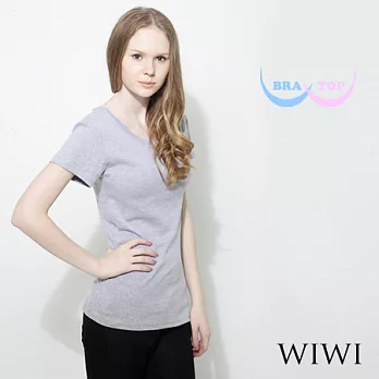 【WIWI】BRATOP可抽換立體罩杯長版圓領上衣(灰M/L/XL)L灰色