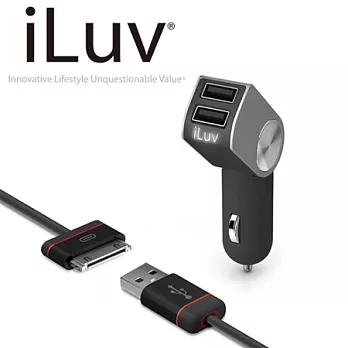 iLuv 雙輸出USB車充+Apple 30PIN專用充電傳輸線 iAD630 台灣公司貨