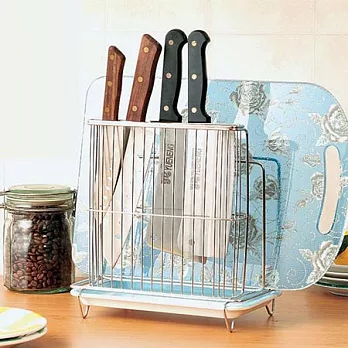 《皇家拿鐵》不鏽鋼刀具砧板瀝水收納架