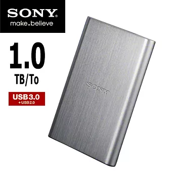 SONY 髮絲紋 1TB USB3.0 2.5吋行動硬碟 HD-E1科技銀