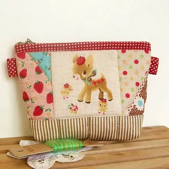 手縫ok!-跳跳馬面紙化妝包(拼布材料包)