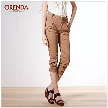 ORENDA 輕時尚百搭哈倫長褲S卡其色