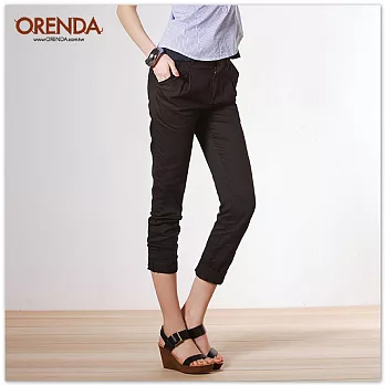 ORENDA 輕時尚百搭哈倫長褲S黑色