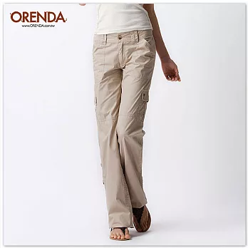 ORENDA 多口袋可反摺休閒褲S卡其色