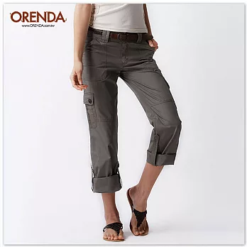 ORENDA 多口袋可反摺休閒褲S軍綠色