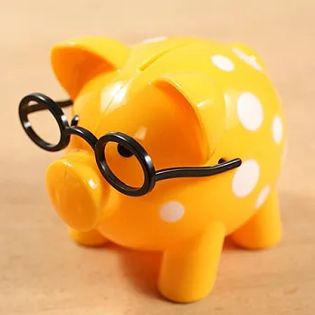 眼鏡小豬存錢筒-黃色