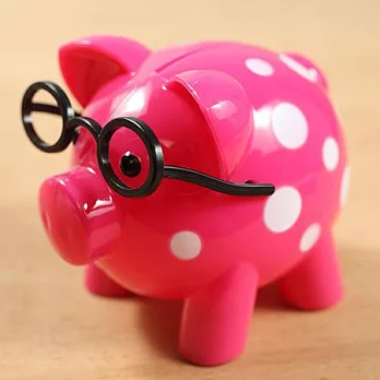 眼鏡小豬存錢筒-桃紅色