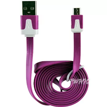 扁線式 Micro USB 傳輸線/充電線紫色