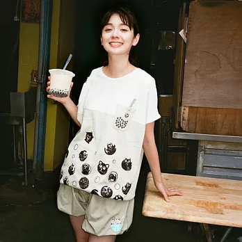 :Urb.【貓的珍珠奶茶】女/微藍白+奶茶色/長橢圓附繩多穿款FREE微藍白/奶茶色