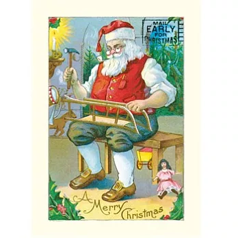 Cavallini_Greetings NoteCard聖誕卡(10入)(雪橇上的聖誕老公公)