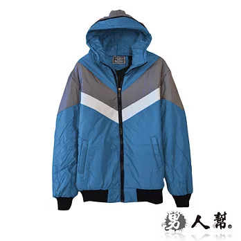 【男人幫 】C5222* 【太空帽設計拼接連帽外套】M淺藍色
