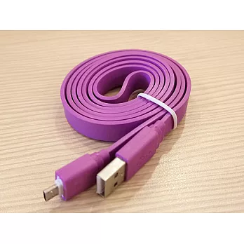 HTC/Samsung/SONY/Moto/LG... micro-USB 彩色繽紛 USB 傳輸充電寬扁線 (1m)紫羅蘭