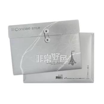 鐵塔 橫式文件袋銀灰