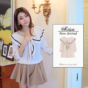 梨衣莎★撞色棉質長褲-兩色FREE深藍色