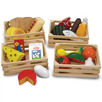 美國 Melissa & Doug 木製玩食趣 -【四類食物】玩具組 - 學習與團體相處、訓練手眼協調