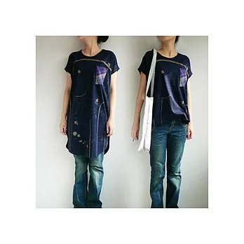 :Urb.【大象艾瑪 遊行地圖】女/深藍/長橢圓附繩多穿款FREE深藍