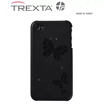 Trexta Snap on Crystal系列-iPhone4/4S 土耳其時尚精品真皮水鑽背蓋式保護殼附螢幕保護貼經典黑