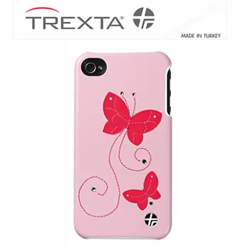 Trexta Snap on Crystal系列-iPhone4/4S 土耳其時尚精品真皮水鑽背蓋式保護殼附螢幕保護貼時尚粉