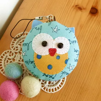 手縫ok!-貓頭鷹(藍)馬卡龍吊飾(拼布材料包)