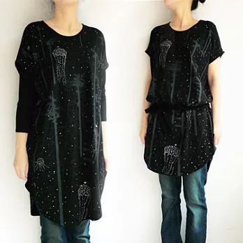 :Urb.【水母螢火城】女/黑/長橢圓附繩多穿款FREE黑