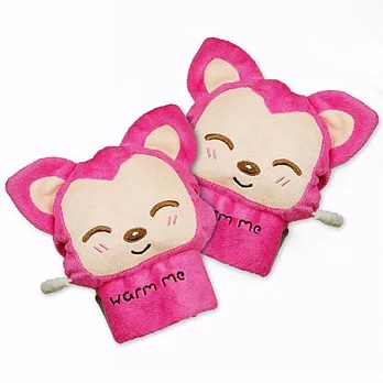 USB 可愛動物造型保暖手套桃紅狸