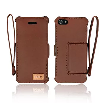 Kalo 卡樂創意 熱定型側掀站立皮套for iPhone5(棕色)