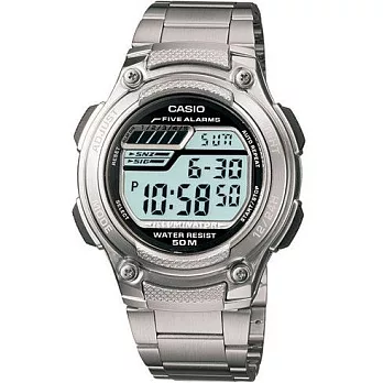 CASIO卡西歐五組貪睡鬧鈴雙時區電子錶公司貨 W-212HD
