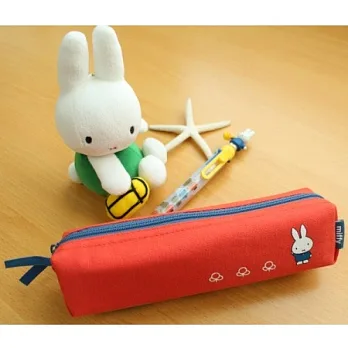 米菲兔Miffy 布面筆袋-橘底藍拉鍊