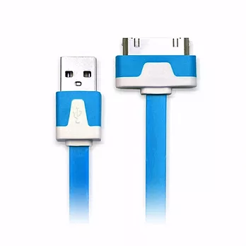 iPhone/iPod/iPad系列 USB 充電/傳輸扁線(1M)藍色