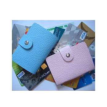 皮質24片防消磁卡片名片包粉藍