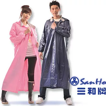 【三和牌】時尚品味 pvc前開式雨衣 二種色彩 三種尺吋 開心選購甜美粉 XL