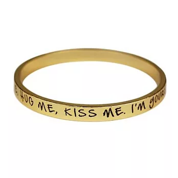 【Ettika】美國品牌~廢話文字手環金色Love Me, Hug Me, Kiss Me, I’m Yours to Keep 鑲K金