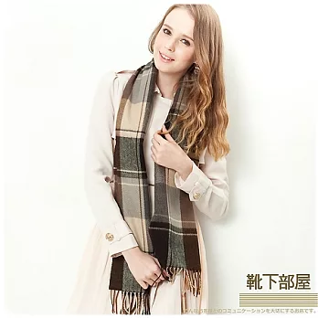 【靴下部屋】英格蘭約克風格紋圍巾-層次可可咖方格